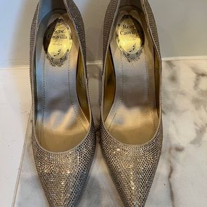 NWOT - Rene Caovilla Gold-Studded High-Heeled Pumps